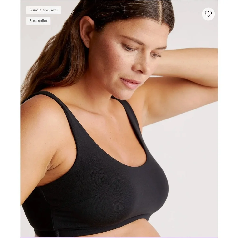 Quince Micromodal Maternity & Postpartum Bra 2-pack S Black Bralette Wide Straps